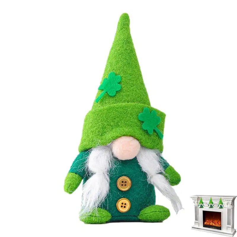 St Patricks Gnomi Peluche Shamrock Irish Vassoio A Strati Decor Green Leprechaun Nano Senza Volto 21Cm/8.26 Pollici Shamrock Ornament Green
