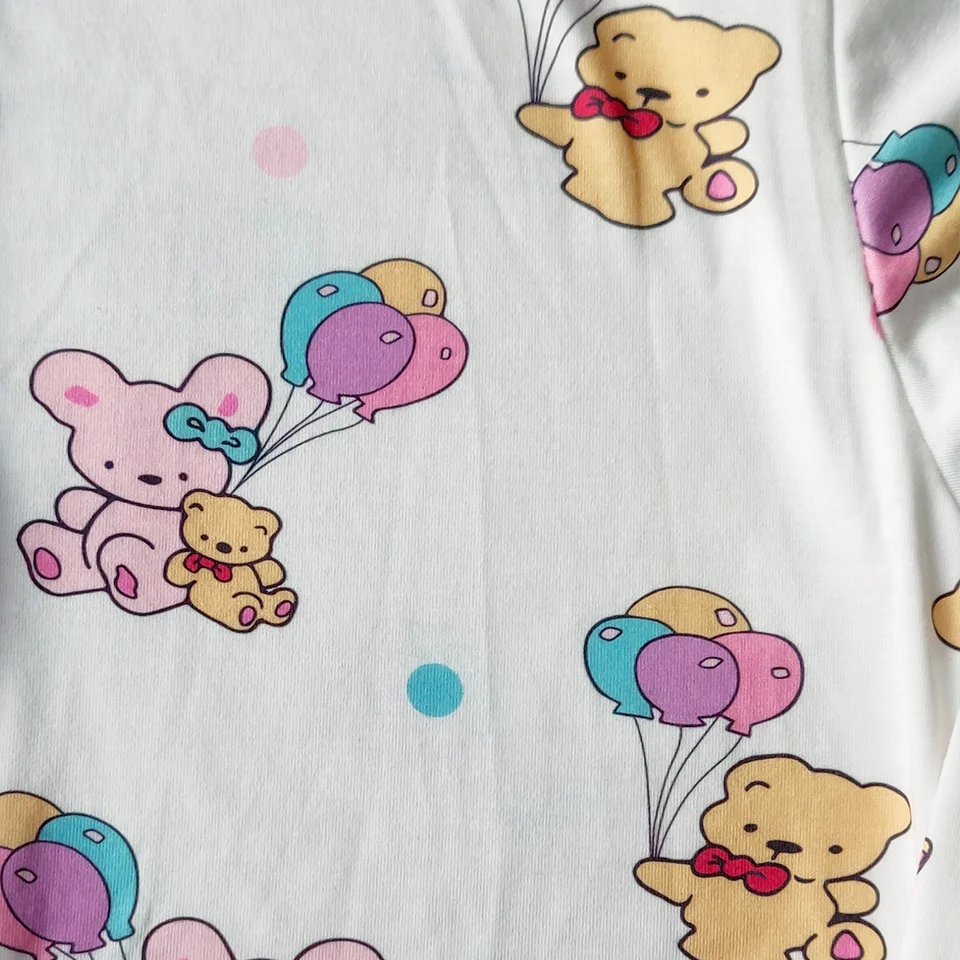 Pink balloon Bear rabbit toy printed bodysuit with foot /adult onesie/adult baby romper/printed adult bodysuit for diaper lover
