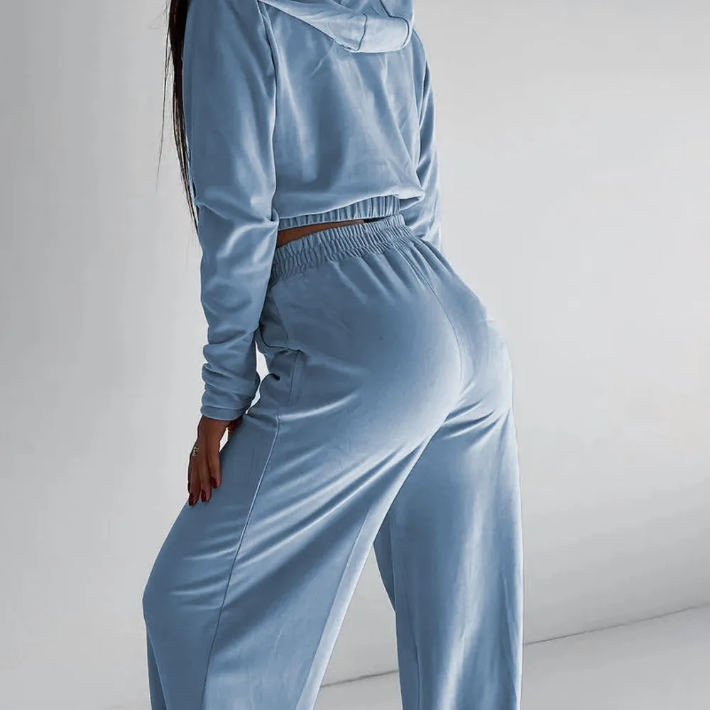 Women Spring Summer Sweatshirt Sets Cropped Hooded Coats