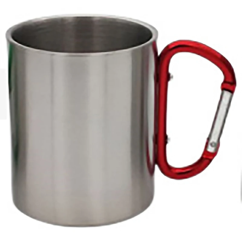 Portable Cups 220/300ml Isolating Travel Mug Double Wall Stainless Steel Outdoor Children Cup Carabiner Hook Handle Heat Resistance Camping