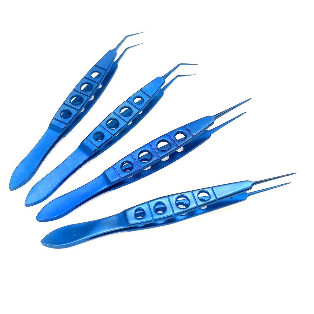 

Teethed Forceps Ophthalmic Tweezers 110mm Straight /Angled Tying Forceps 1pc Titanium Eye Surgical instrument