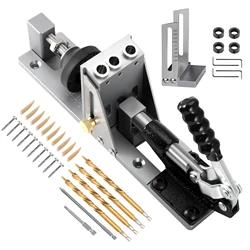 Pocket Hole Jig Kit, Professional and Upgraded Metal Pocket Screw Jig with Removable Vacuum Adapter