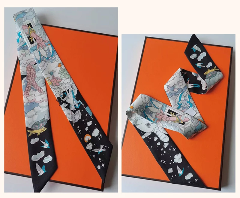 Frauen Seidenband Schal Handtasche Griff Wickeltasche Frauen Mädchen Kopf Haar Handgelenk Band Schal Haarband Vielseitiges Zubehör – Detail 23