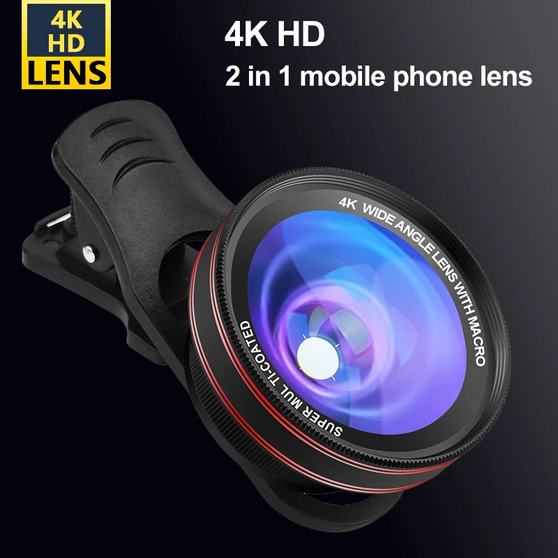 휴대 전화 카메라 매크로 렌즈, 휴대 전화 액세서리, 줌, 스마트 렌즈, 광각 망원, 4K HD 렌즈 