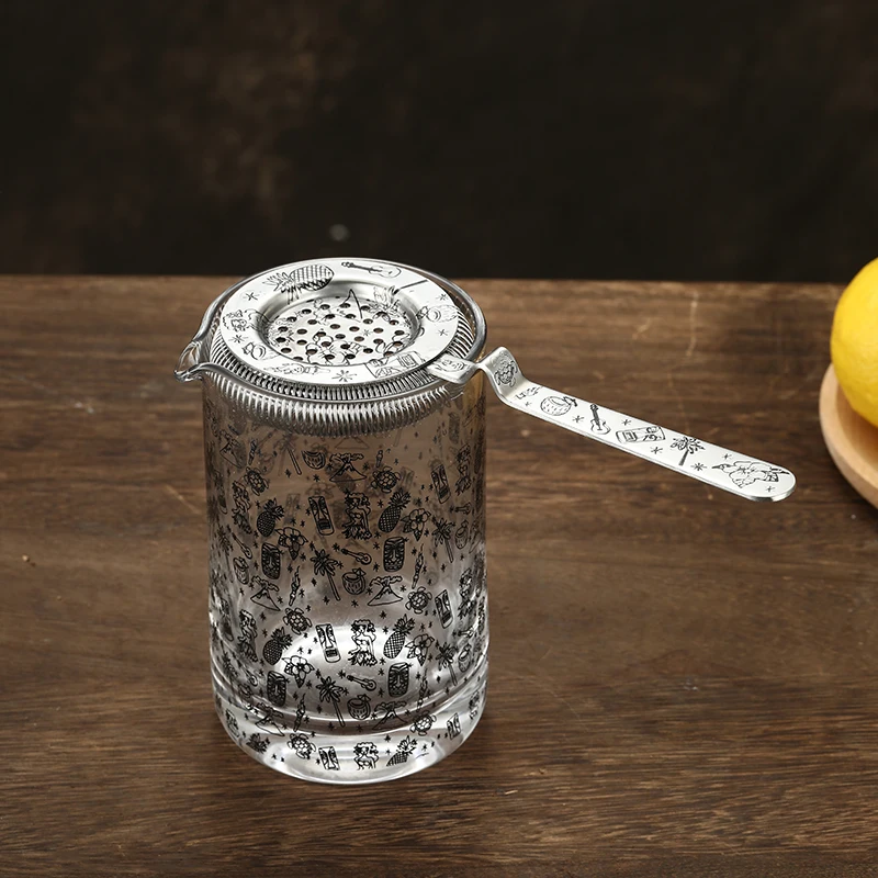 Tiki Cocktail Mixing Glass-Thick Bottom 20oz 600ml Cocktail Glass-Choice for Amateurs & Pros Ideal Gift