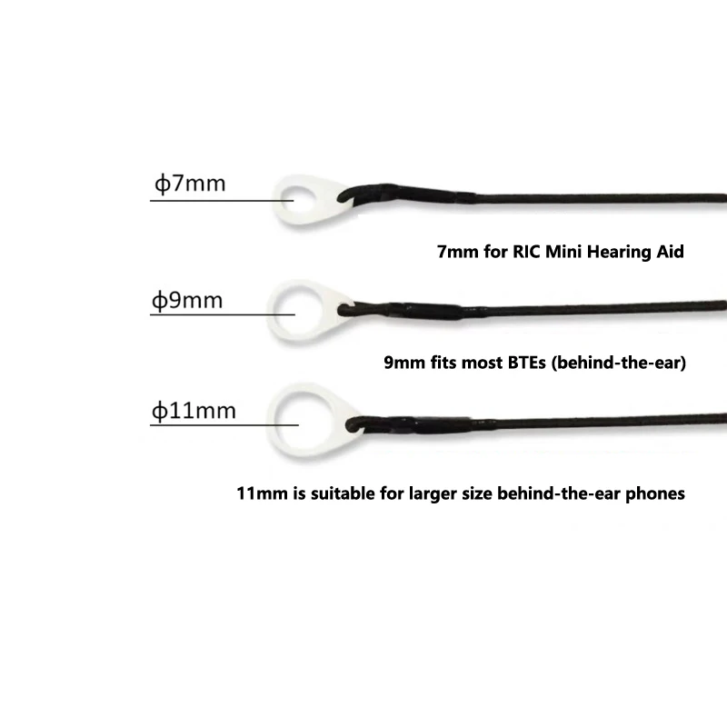 Premium Silicone Loops for Hearing Aid Clips - Anti-Lost Lanyard Rings, 1 Pair (7/9/11mm)
