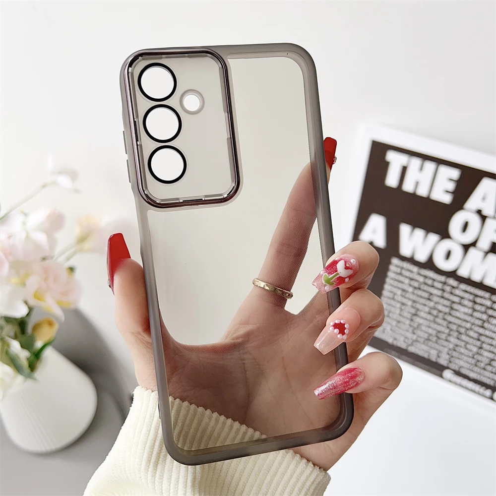 Transparent Shockproof Camera Lens Protection Phone Case - Clear & Colorful Cover