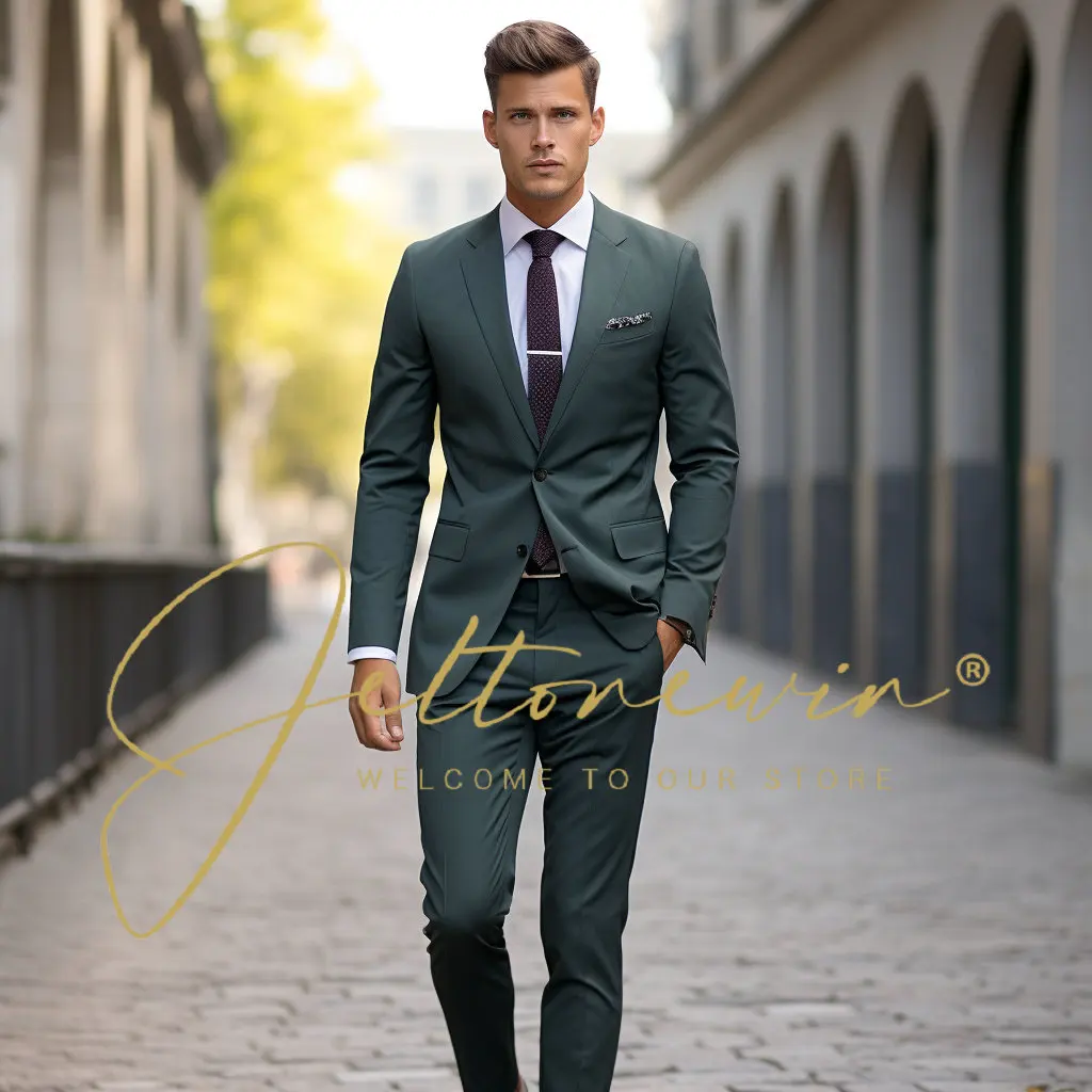 

Мужской костюм для свадебного смокинга, официальный пиджак и брюки, комплект из 2 предметов, деловой облегающий Блейзер, одежда для женихов, Индивидуальные костюмы для мужчин