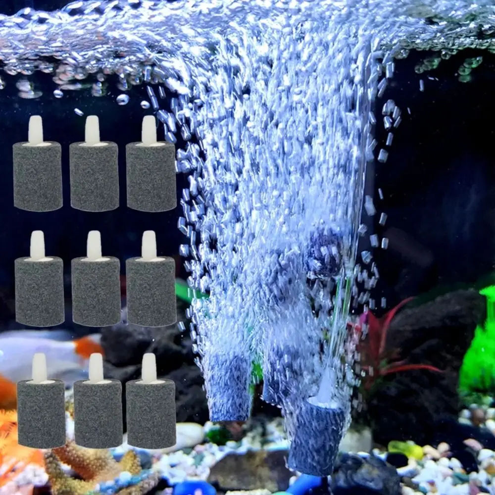

10Pcs Cylinder Shape Aquarium Bubble Stone Mineral Bubble Diffuser Silicon Carbide Fish Tank Aerator Pump Air Pump Accessories