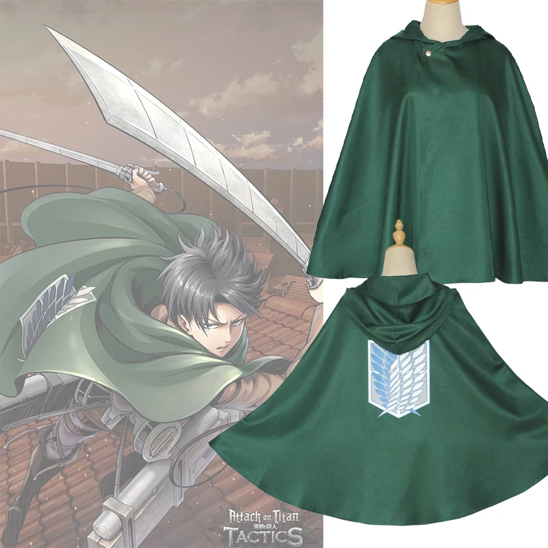 

Anime Attack on Titan Cosplay Scouting Legion Levi Ackerman Cosplay Costume Green Cape Cloak Halloween Costumes for Kids Adult