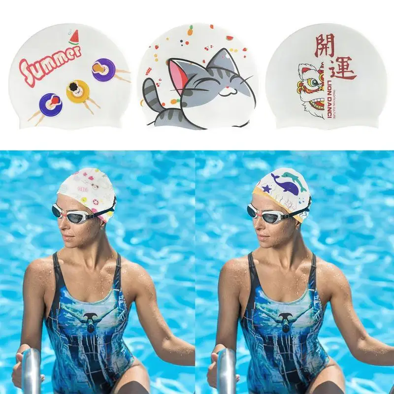 

Swimming Caps Silicone Waterproof Swim Hat For Men Women Adult Kids Long Hair Pool Caps Diving Swimming Equipment Elastic Caps