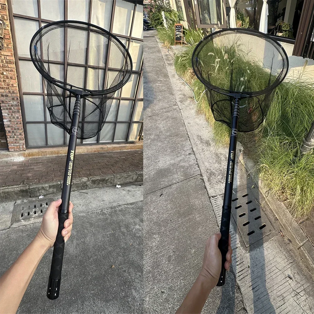 MBLN 328cm Ultralight 414g Portable Fishing Landing Net Carbon Fiber Telescopic Alloy Net Head
