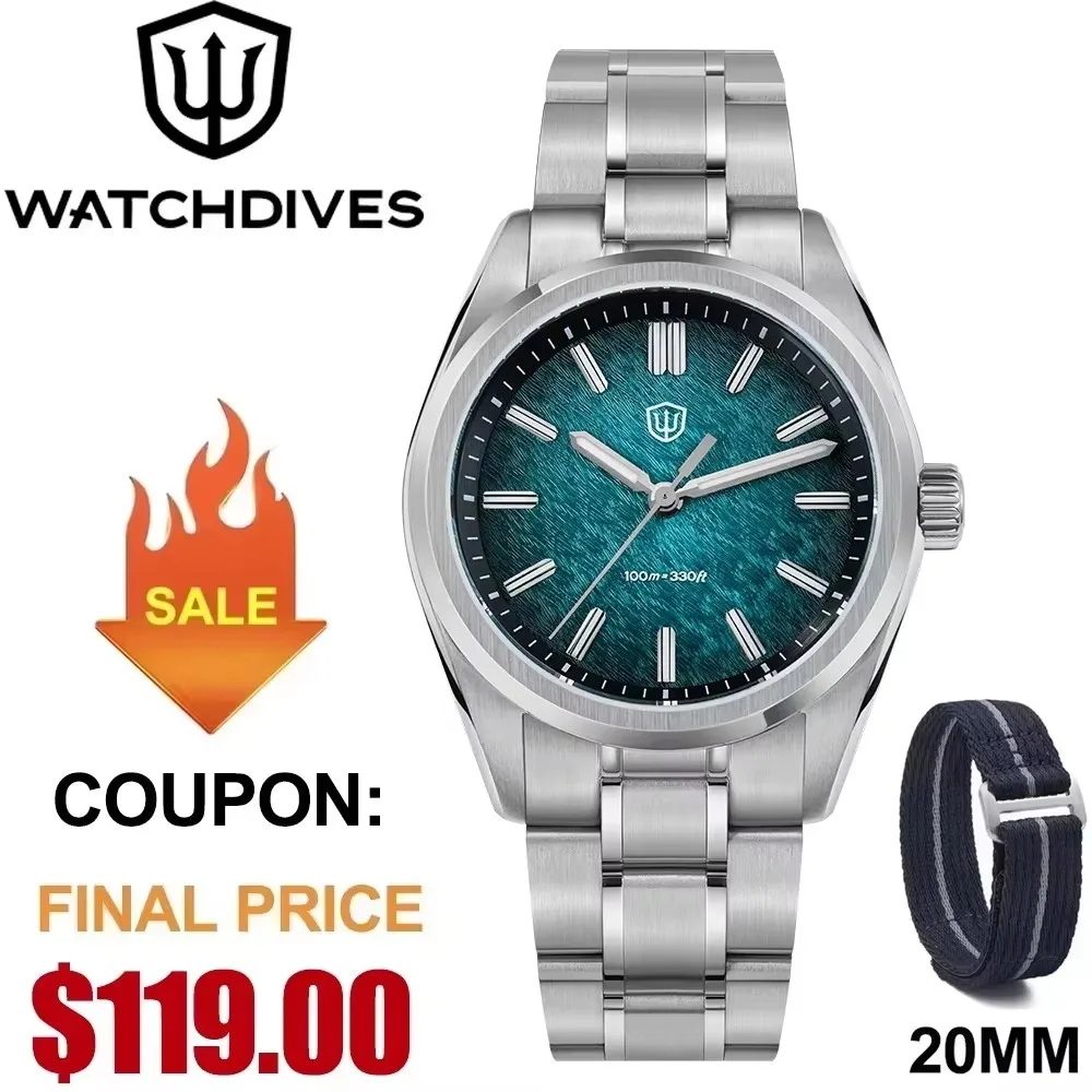 Watchdives VH31 Orologio Da Uomo Al Quarzo Con Seconda Continua – Quadrante Avventurina Blu, Vetro Zaffiro, Cassa 36mm, Impermeabile 100m