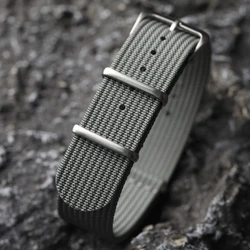 Ribbed Nylon Watch Strap - Durable Military-Inspired Watchband Accessory for 22mm (Grey)