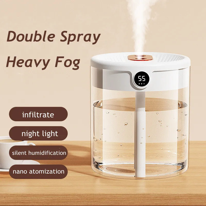 

Large 2L Double Nozzle Air Humidifier with LCD Humidity Display Aroma Essential Oil Diffuser Home Use Humificador Aroma Diffuser