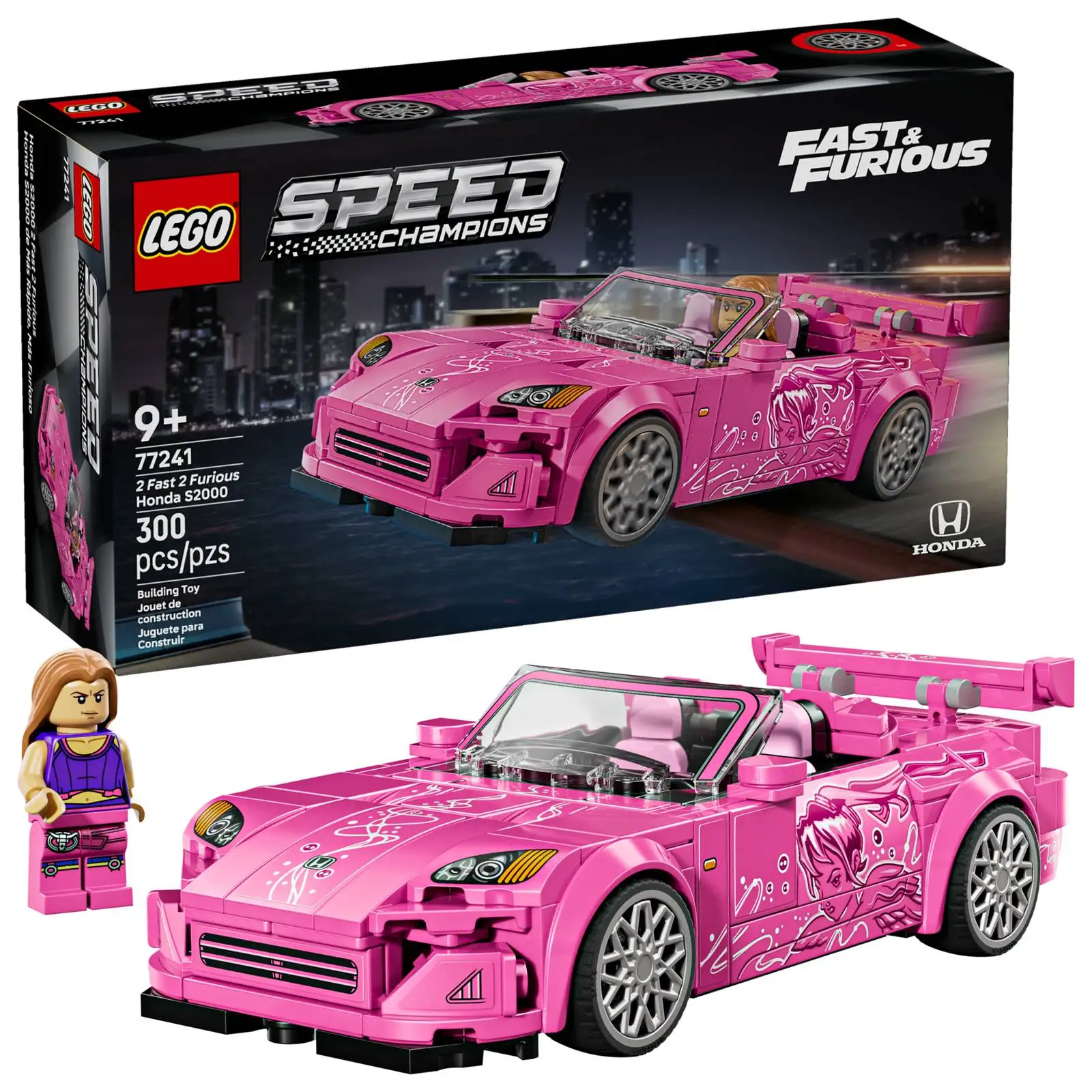 LEGO ®   Speed Champions 2 Fast 2 Furious Honda S2000 77241 Blocchi da Costruzione Auto Giocattolo per Ragazzi e Ragazze dai 9 Anni in Su, 300 Pezzi, Regalo di Compleanno