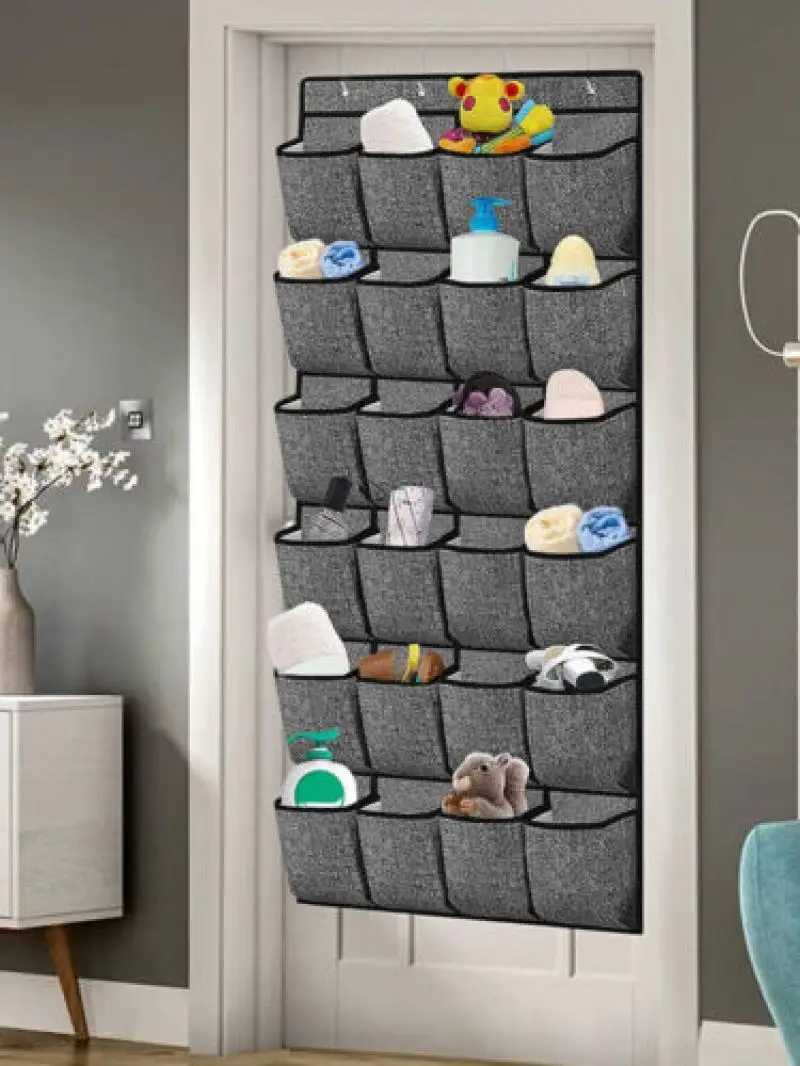 

Extra Large Over The Door Shoe Organizer with 4 Hooks 24 Pockets Hanging Shoe Rack Storage Holder for Closet Door Organizer
