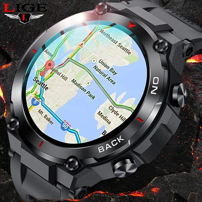 

Смарт-часы LIGE мужские водонепроницаемые, спортивные Смарт-часы с GPS, тонометром, IP68, для Android и IOS