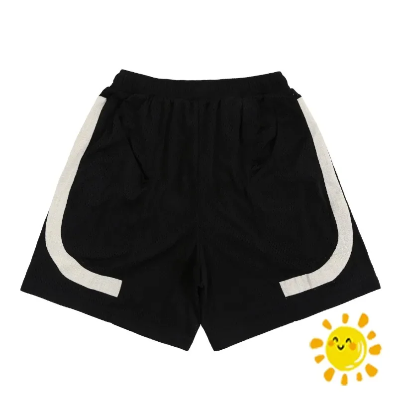 

New Pocket Drawstring Double Layer Mesh Patchwork Shorts Men Women Oversize Breeches harajuku