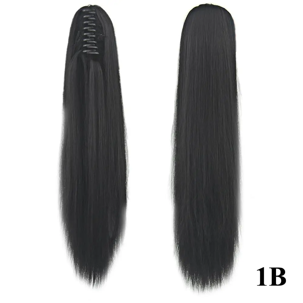 Synthetic Fiber Claw Clip-in Ponytail Wig Long Straight Hair Extension Hairpiece