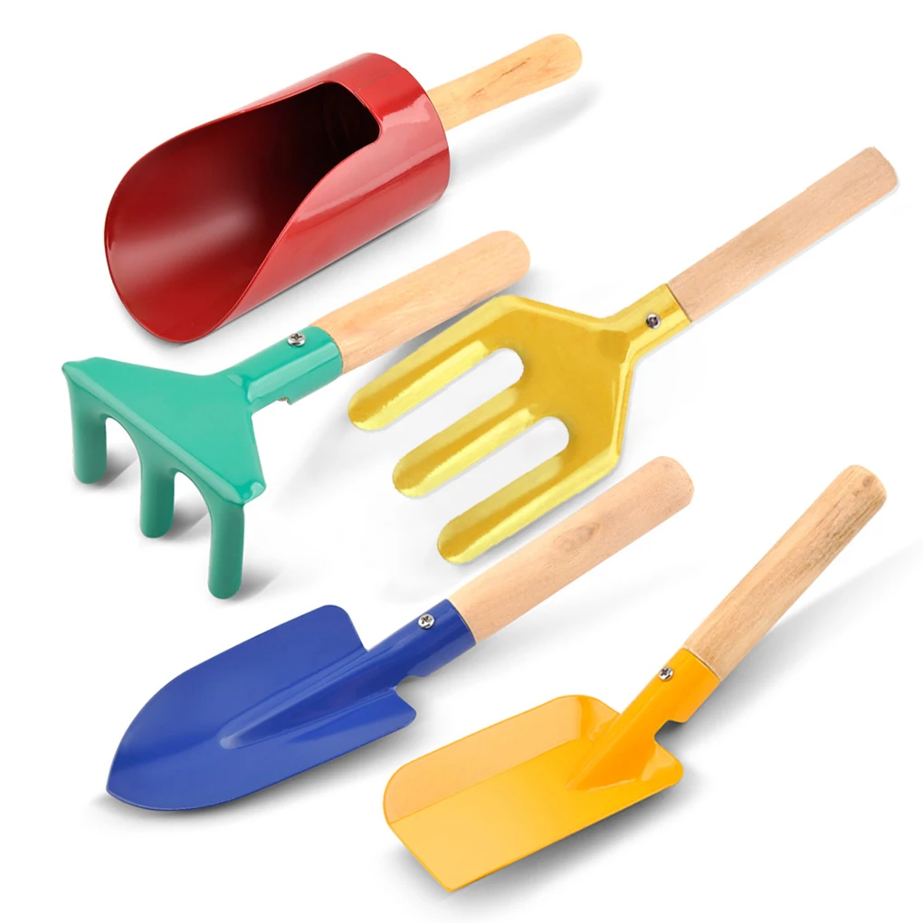 Pack of 6 Kids Gardening Tools Set Rake Fork Spade Digging Planting Parent-child Activities Toys Outside Beach