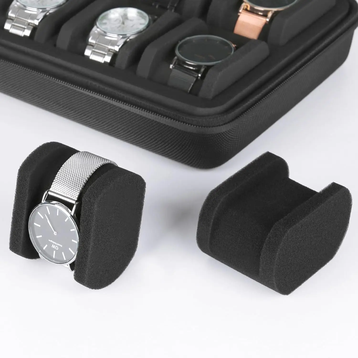 Portable Watch Storage Box Travel Zipper Case Watch Box 10 Slots Display Holder Organizer Case For Smartwatch Wristwatch watch storage box watch display stand