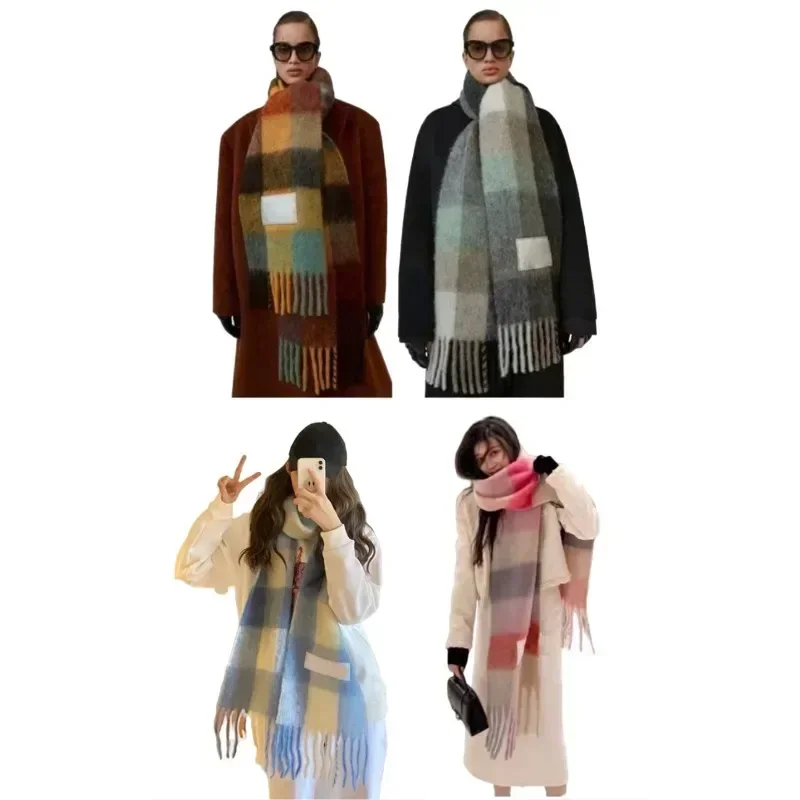 

Fashion Ac studios Winter Scarf Women Thicken Warm Plaid Wraps Luxury Scarf Female Designer Brand Men Large Shawl Long Tassel