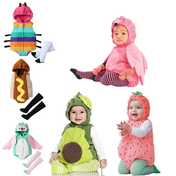 2 pz/set Carnevale Primavera Pagliaccetti Del Bambino Con Cappuccio In Pile Del Bambino Vestiti Infantili Tute Complessive Tuta Costume Per I Bambini Della Ragazza del Ragazzo 1