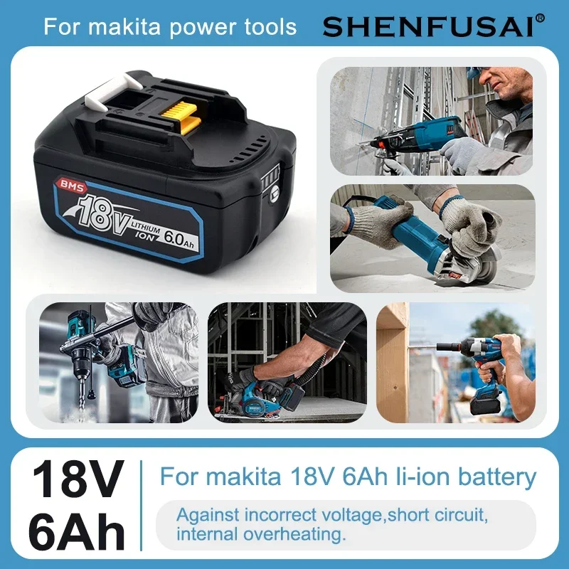 

For makita Electric Tools Original Battery 18V 18.0Ah Opladcare Led Lithium Ion Vervangende Lxt BL1860B BL1860 BL1850+charger