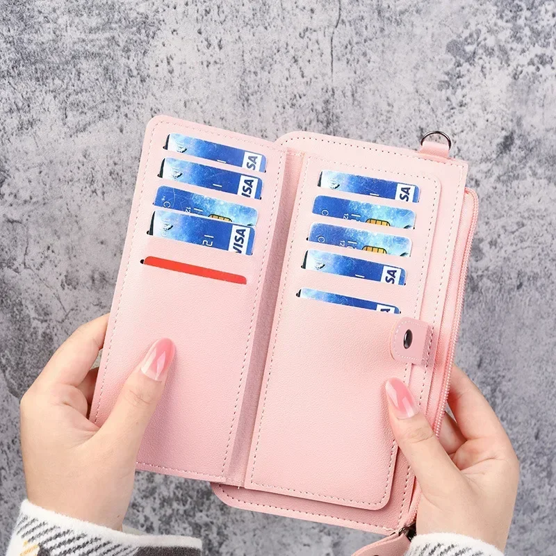 Fashion Women Wallets Simple Zipper Purses Black White Gray Red Long Section Clutch Wallet Soft PU Leather Money Bag 4