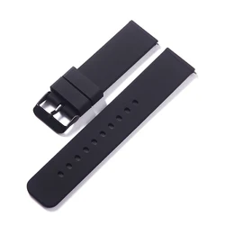Waterproof Silicone Quick Release Watch Band - Soft Rubber Strap Bracelet - 18mm (Black - black)