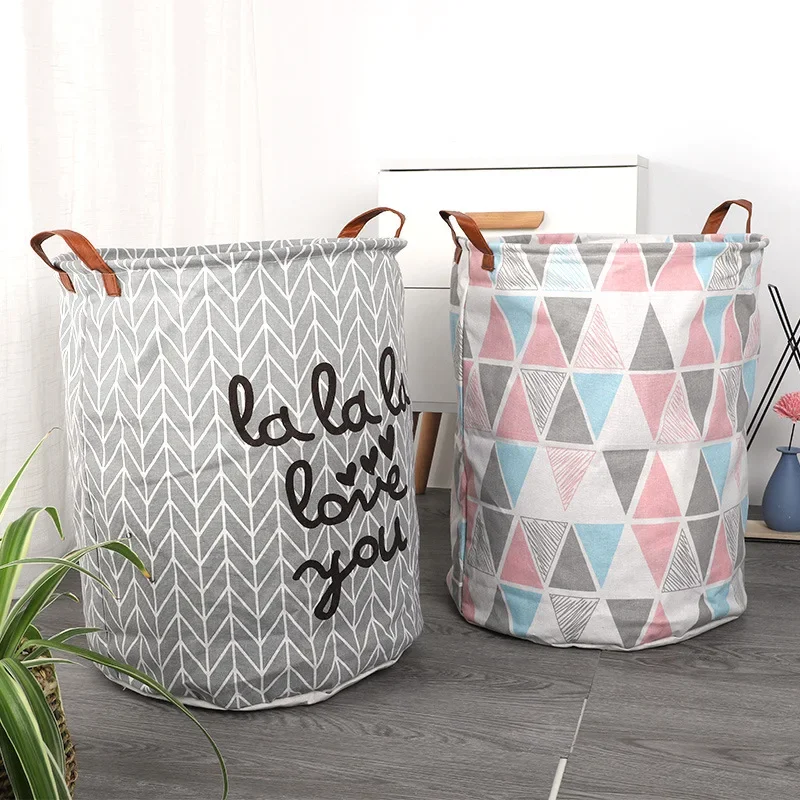 Large Capacity Fabric Laundry Basket Folding Waterproof Clothes Storage Basket Home Children Toy Sundries Storage Bag Organizer 4