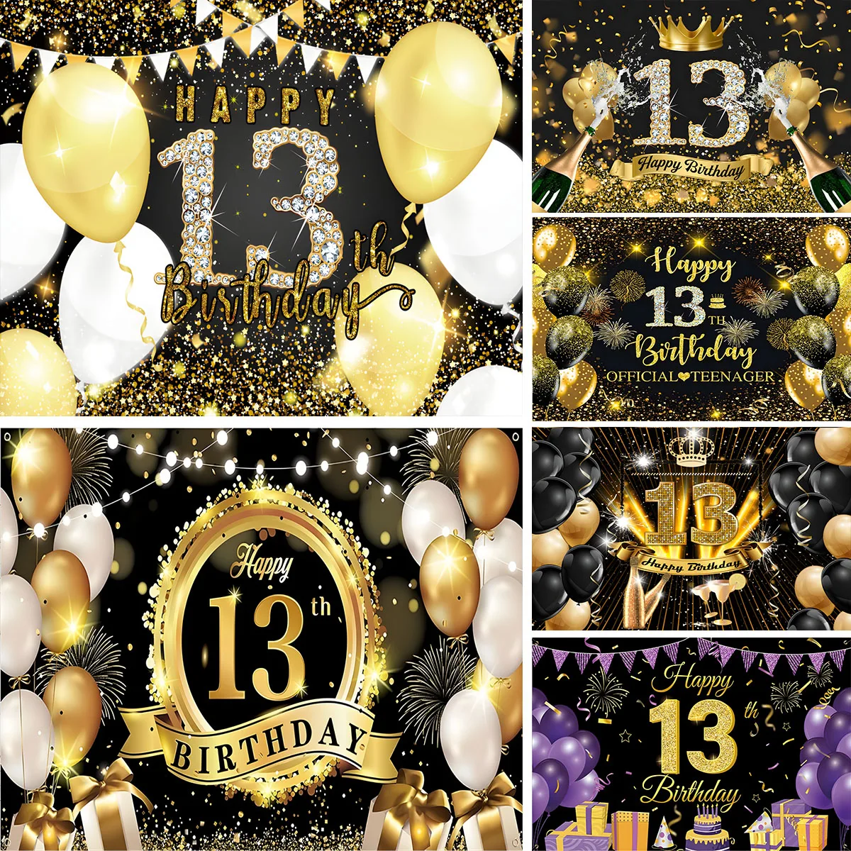 Photo Backdrop Photography Backdrop Teenager Happy 13 Years Old 13th Birthday Pink And Teal Background Decor For Girls Party Supplies Glitter