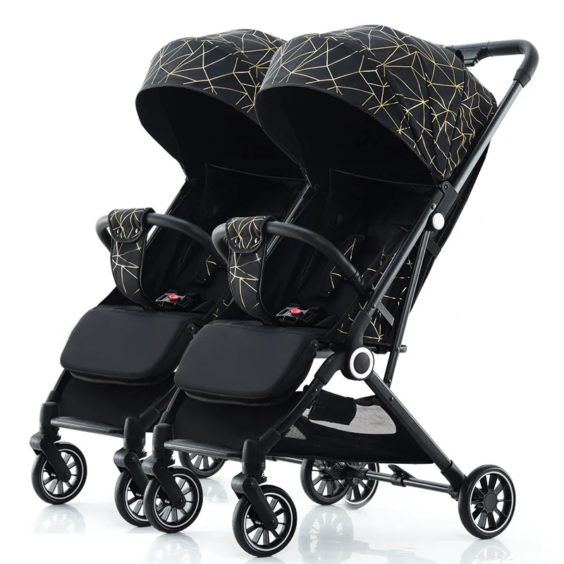 Twin Baby Stroller High View Detachable Stroller Foldable and Lightweight Stroller with Sitting and Lying Function Twin Baby Stroller High View Detachable Stroller Foldable and Lightweight Stroller with Sitting and Lying Function