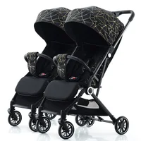 Twin Baby Stroller High View Detachable Stroller Foldable and Lightweight Stroller with Sitting and Lying Function