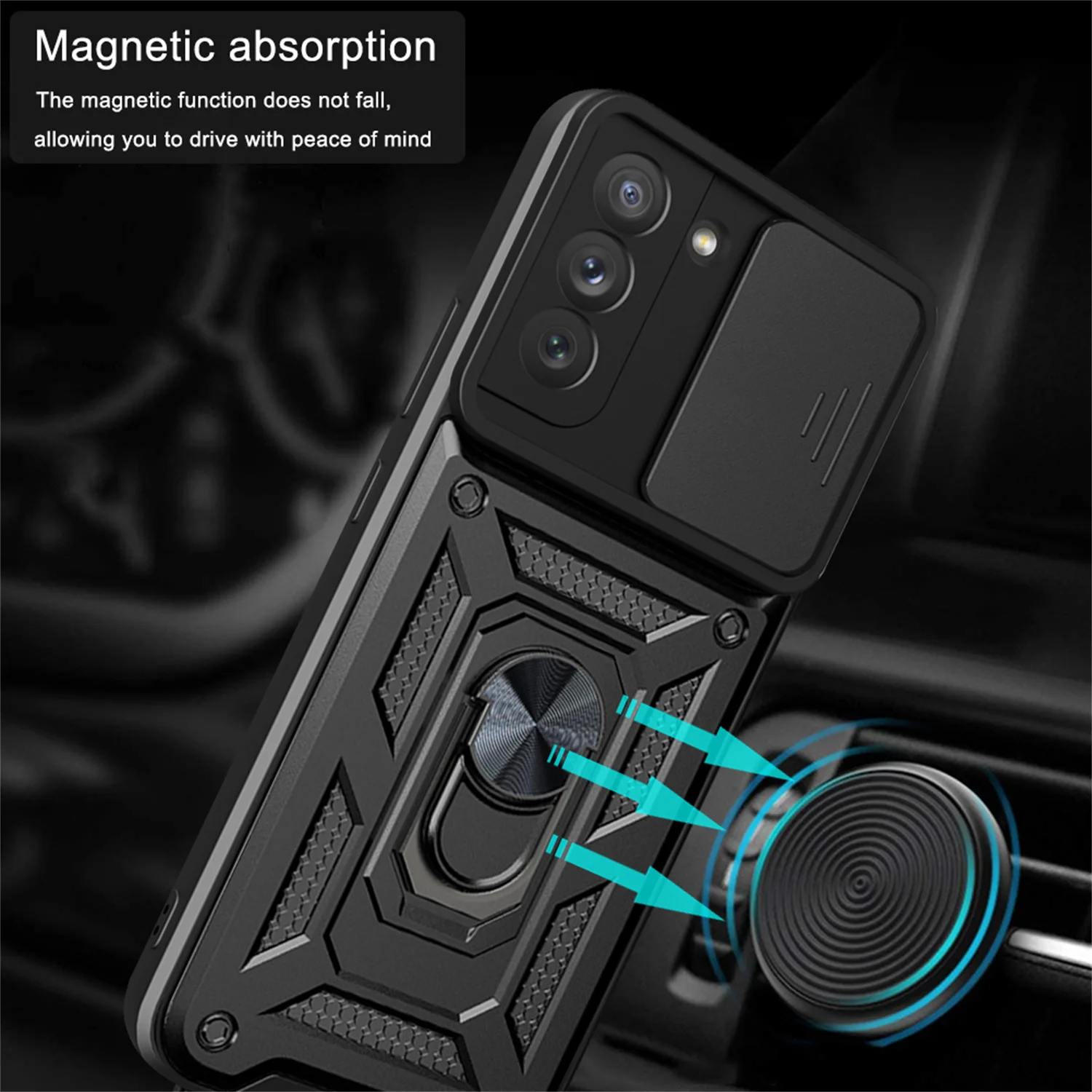 Premium Magnetic Car Phone Holder Case - Shockproof Armor Design