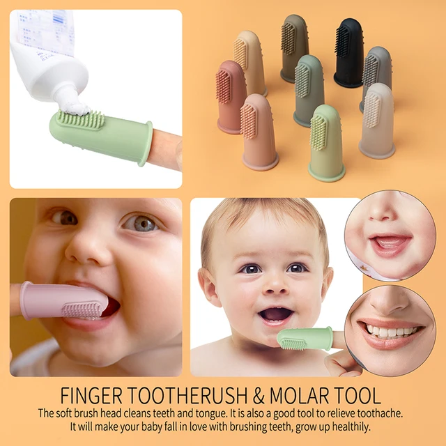 1set  Finger Toothbrush Baby Silicone Toothbrush+Box Children Teeth Clear Soft Silicone Infant Tooth Brush Rubber Cleaning 2