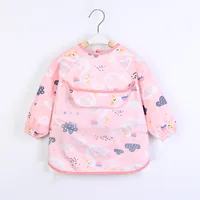 Baby Kids Toddler Long Sleeve Scarf Waterproof Art Smock Feeding Bib Apron Pocket Infant Boys Girls Burp Cloth Bandana Bibs 4