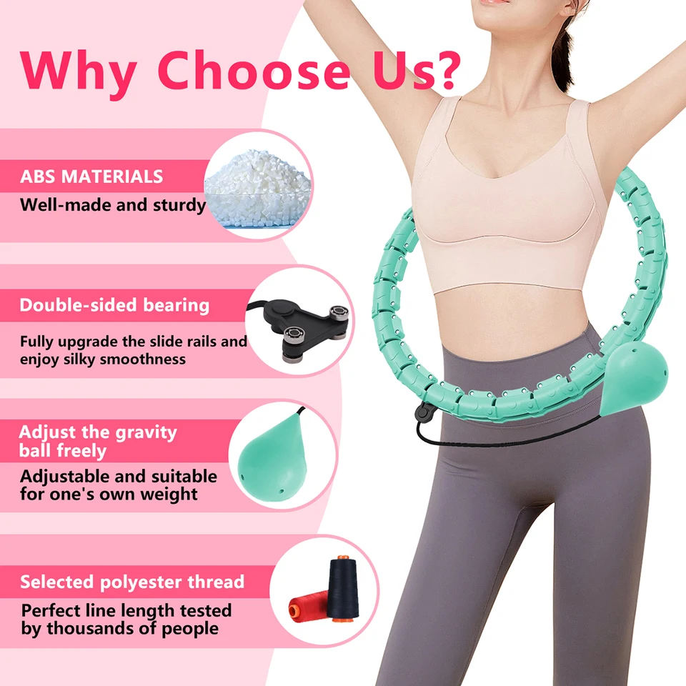 Hula Hoop Lesté Intelligent 24 Nœuds - Ceinture Musculaire Abdos & Perte De Poids