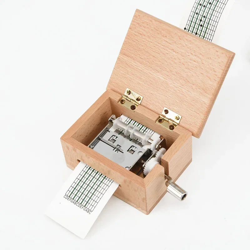 Present Music Box Wooden Hole Paper Tapes Hand-Cranked Music lovers 70 * 63 * 50mm Puncher Suitable High Quality