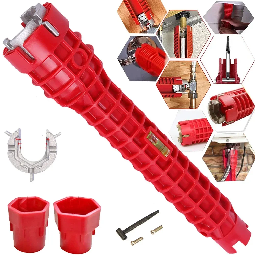 

8 In 1 Flume Wrench Anti-slip Kitchen Sink Repair Tool Bathroom Multifuction Faucet Assembly Key Plumbing Installation Wrench