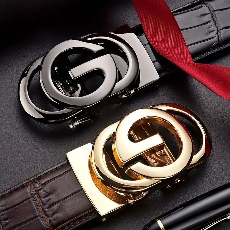 

2024 New Men belt Genuine Leather Belt Metal Alloy Automatic Buckle Brand Luxury Design Waist Belts for Men Strap Male