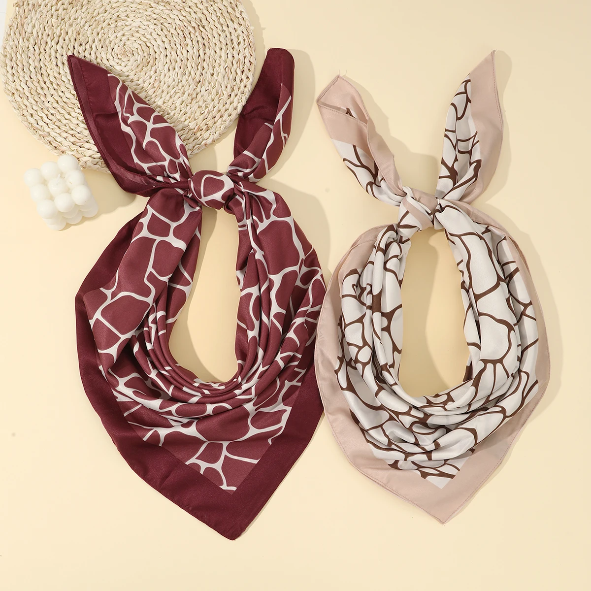 1pc 90*90cm Fashion Square Scarf Women Bandanas Headband Hairscarf Neck Scarf Headwrap Multi-Purpose Autumn Winter Warm Turban