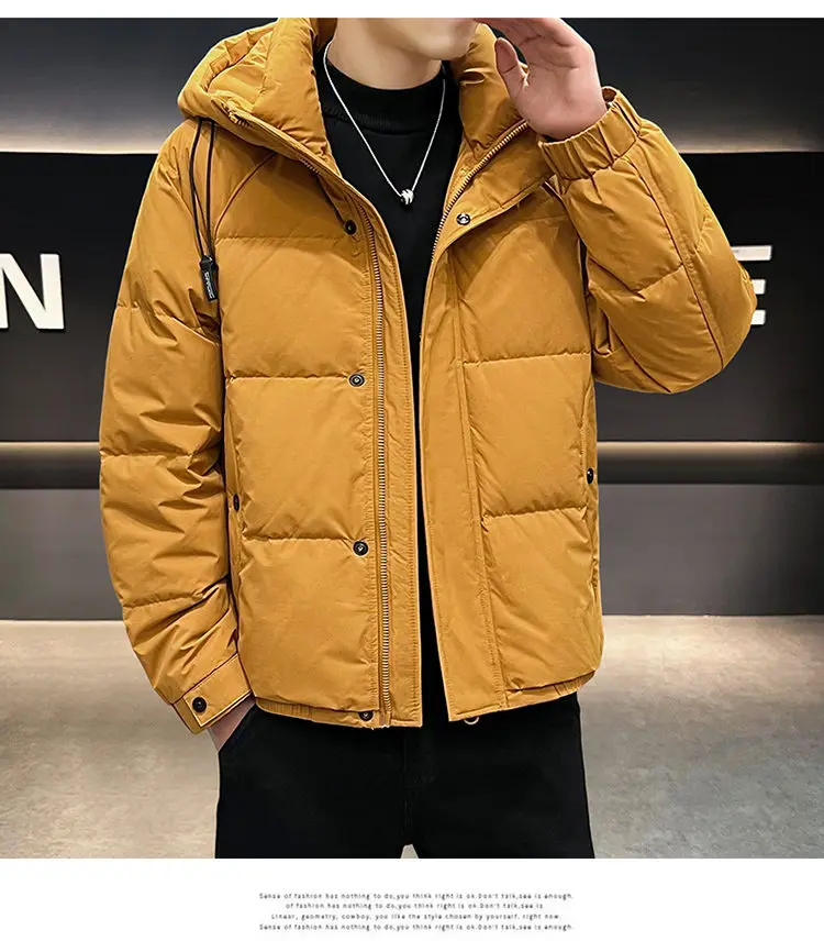 Einfarbige Herren-Entendaunenjacken mit Kapuze, 2025, Winter, winddicht, warm, Top, Puffermäntel, Oberbekleidung, verdickte, gepolsterte Parkas-Kleidung – Detail 11