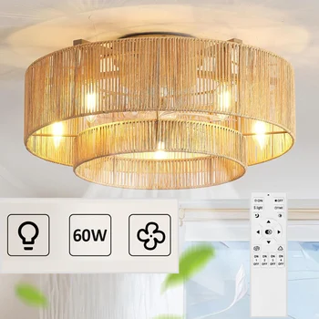 Boho Rattan Caged Ceiling Fan 1