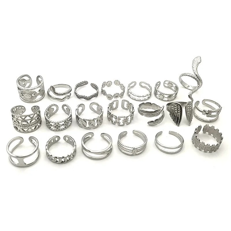 Anello Da 2 Pezzi In Acciaio Inossidabile Amazon Anello Da Coda Punk Trend Anello Da Uomo Euro-Americano Con Apertura Regolabile