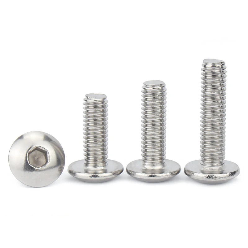 Hexagon Socket Screw M2 M2.5 M3 M4 M5 M6 M8 M10 304 Stainless Steel Hex Socket Head Screws Mushroom Head Hexagon Socket Button Bolt Screws