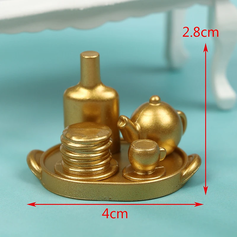 1:12 Dollhouse Food Drink Tray Teapot Water cup Drink Burger Plate Kitchen Model