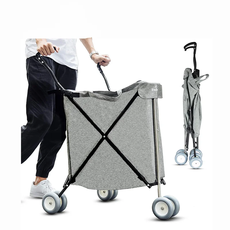 

Custom Logo Portable Shopping Cart Trolley Bag Food Folding Shopping Trolley Cart