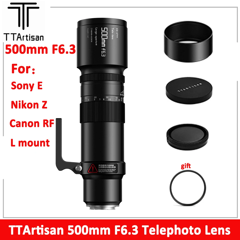 Tartisan 500Mm F6.3 Teleobiettivo Full Frame Large Aperture Messa A Fuoco Manuale Len Per Sony E Mount Niokon Z Canon Rf L-Mount Camera